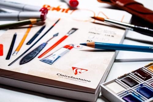 Clairefontaine 96538C Bloc Collé PaintON Multi-techniques - 40 Feuilles Papier Dessin Multi-techniques au Grain Très Léger - Blanc - A5 14,8x21 cm 250g