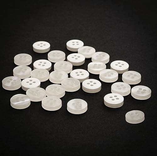 AERZETIX - C67902 - Lot de 30 Boutons à coudre ronds Ø11.5 mm à 4 trous - 18L L18 - en plastique - ouverture 1.8 mm - couleur blanc - création de vêtements loisirs créatifs mercerie décoration