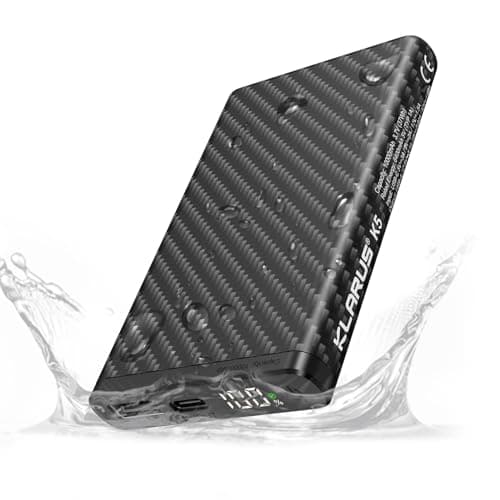 KLARUS Chargeur Portable ultraléger 10 000 mAh Power Bank Batterie Externe, entrée et Sortie USB C, Charge Rapide, adapté à la Plupart des Téléphones Portables, Lampes de Poche, Lampe Frontale, etc.