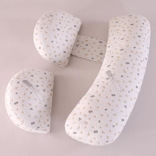 Oreiller de grossesse pour dormir – Oreiller de grossesse pour le dos, les hanches, les jambes, oreiller de maternité doux pour femme enceinte, double cale amovible et réglable avec housse d'oreiller