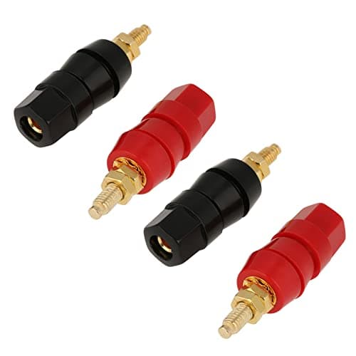 AILOOCEDI Lot de 4 Prises Banane, Borne de Liaison de Haut-Parleur Audio Noir et Rouge pour Connecteur Adaptateur Prise Banane avec Borne de Fiche Banane de 4 Mm, Installation Facile des