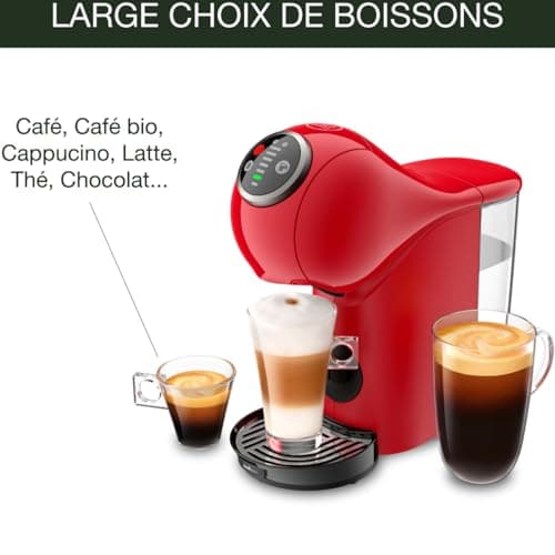 Krups Nescafé Dolce Gusto Machine à café capsules, Cafetière multi-boissons, Haute pression, 15 bars, Programmable, Arrêt automatique, Compact, Genio S Plus, Rouge KP340510