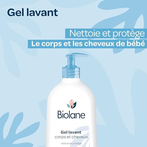 BIOLANE - Lot de 4 Gels Corps Et Cheveux 2 en 1 - Nouveau Packaging - Gel Lavant - 750ml - 97% Origine Naturelle - Doux - Peaux Sensibles - Cheveux Fins - Bébé - Fabriqué en France