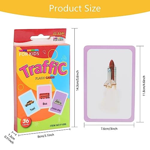 180 Cartes Flash pour Bébé, Cartes Animaux pour Enfants, Carte de Jouet d'apprentissage pour Promouvoir Le Vocabulaire (Nécessités Quotidiennes, Transport, Poisson Marin, spécialité, légumes)