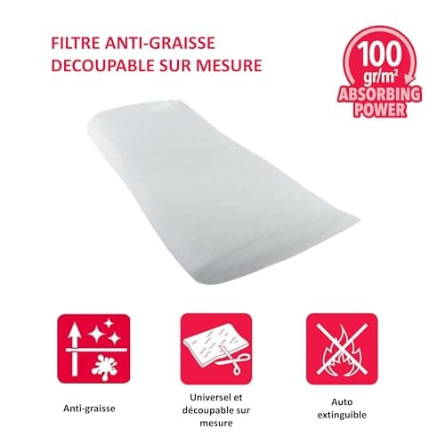 CARE + PROTECT Filtre pour Hotte Aspirante de Cuisine, Universel, Découpable, Anti-Graisse, Auto-Extinguible, Dimensions 47x97 cm, Capacité d'absorption 100 g/m2