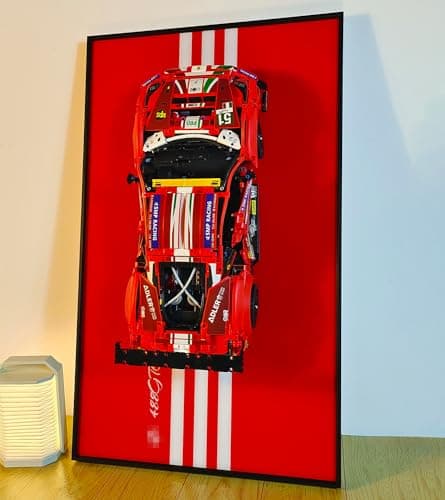 WETCEAOM Cadre Tableau d'affichage Mural pour Lego Technic 42125 Ferrari 488 GTE AF Corse #51, Tableau d'affichage Mural pour Lego Les Amateurs, Taille : 75x45 cm(sans modèle)