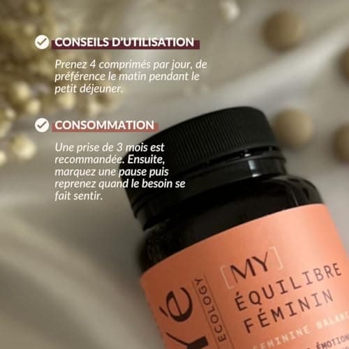 Equilibre hormonal ménopause, spm | Ashwagandha KSM-66, Mélisse, Romarin, Vitamines B6, B9 & D | 180 gélules vegan, 45 jours | MiYé