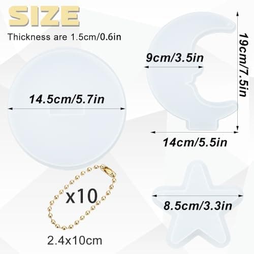 Rongxze Moule pour Resine Epoxy, Moules en Silicone pour Cadre, Moules en Résine de Silicone pour la Fabrication de Lune, Étoile, Mariage Anniversaire Accueil Décoration, Cadeaux Faits à la Main