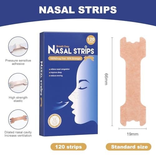 LUOJINYI 120 Pieces Nasal Strips, bandelettes nasales, dilatateur nasal, Nose Strips,anti ronflement Nasal Strips, bandelette nasale for Better and Effective Sleep, Helps Reduce Snoring(66 x 19 mm)