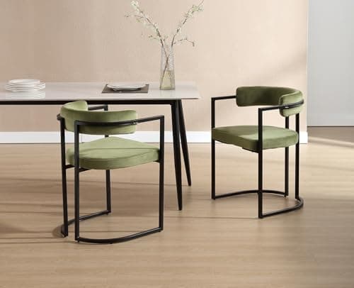 Wahson Chaises de Salle a Manger en Velours Lot de 2 Chaise Salle à Manger avec Accoudoirs Dossier Chaise de Cuisine Pied en Métal, Chaise Velours pour Salle à Manger/Restaurant, Vert