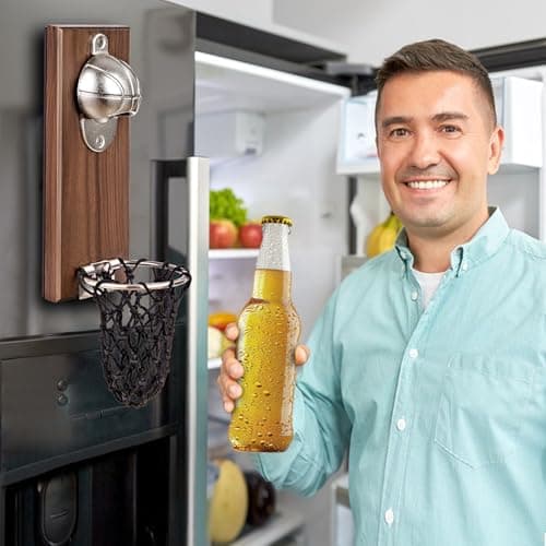 Magnétique Ouvre Bouteille Mural en Basket-ball,Décapsuleur mural en Fonte pour Bouteille de Bière, Decapsuleur Biere Mural, Idée Cadeau Homme Original, Cadeau pour Papa, Amie,Collègue