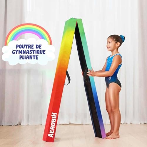 Original Cup Aerobik® Poutre de Gymnastique Pliable Rainbow pour Enfants et Adultes | Transportable avec Sac de Transport | Rigide, Légère, Antidérapante | 3 Couches Revêtement Soft Touch