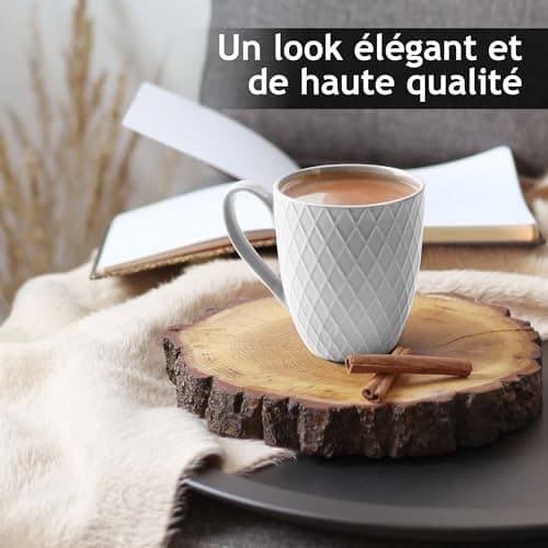 MIAMIO - 6 x 400 ml - Set de tasses à café/tasse - Tasse en céramique moderne Matt - Tasse à café grande taille - Collection Palmanova (Bleu)