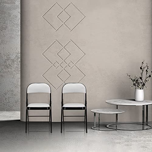 hjh OFFICE Chaise Pliante rembourrée en Cuir synthétique TUDELA Chaise Visiteur, Charge maximale 130 kg, Blanc 803001