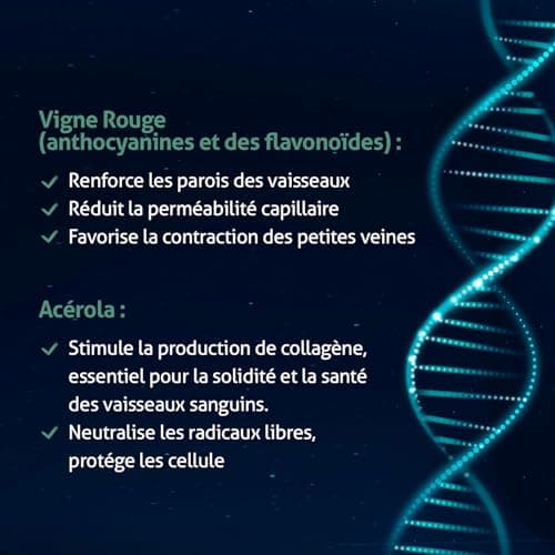 BLANCHE BRESSON - Phyto vigne rouge - Circulation, jambes gonflées - Vignes rouges, Acérola - 60 gélules - Cure de 30 jours - Fabriqué en France