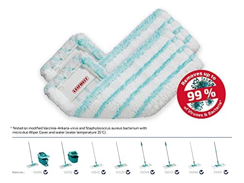 Leifheit Lot de 2 housses Profi XL micro duo, housse de rechange en microfibres pour balai à plat Profi XL, housse pour balai nettoyante et absorbante, pour tous types de sol