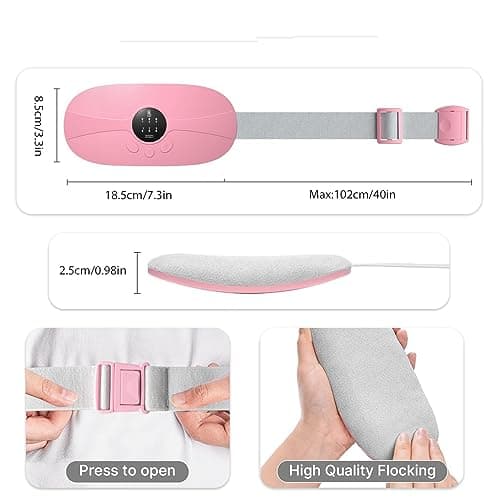 KARFUN Coussin Chauffant Menstruel, Ceinture Chauffante de Massage Abdominal Portable avec 3 Niveaux de Chaleur et 3 Modes de Massage Par Vibration