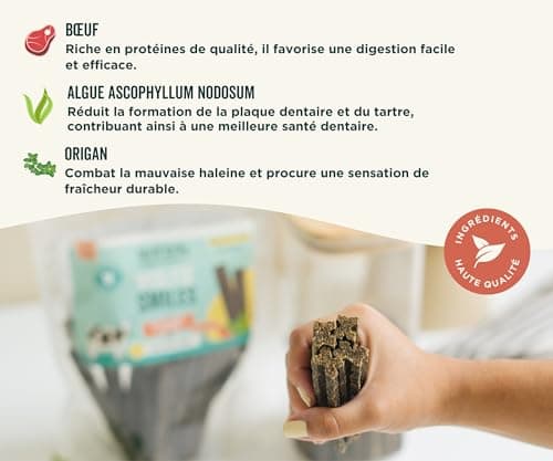 Wolf Belly - Friandises pour Chien Naturel (28 unités) 89% Bœuf et Origan sans Céréales | Hygiène Bucco-Dentaire & Haleine Fraîche | Stick Chien Riche en Protéines | Goût Irrésistible
