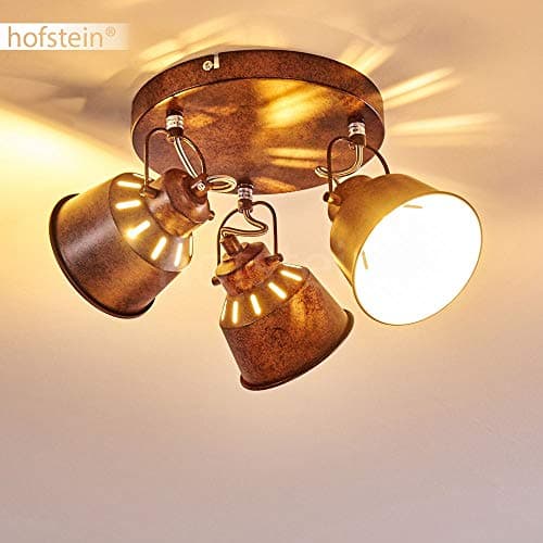 hofstein Plafonnier Safari en métal finitions rouille, luminaire de plafond à 3 spots orientables pour ampoules E14, ampoule(s) non incluse(s)