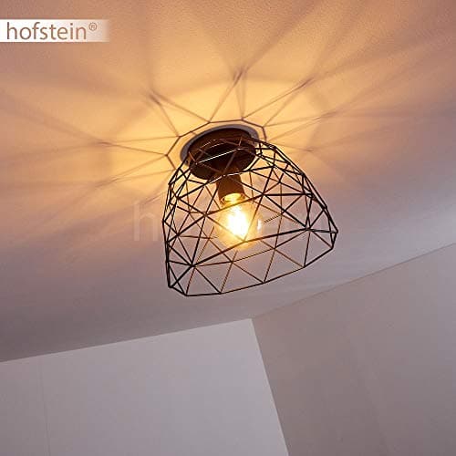 Plafonnier Hajom en métal noir, luminaire moderne créant un motif lumineux géométrique au plafond, pour 1 ampoule E27, ampoule(s) non incluse(s)