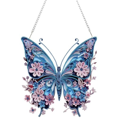 Aikeis DIY Diamant Art Pendentif Peinture à Suspendre Papillon Violet Cristal Spécial Pierre Précieuse Bricolage Peinture Kit de Peinture Décor de Mode