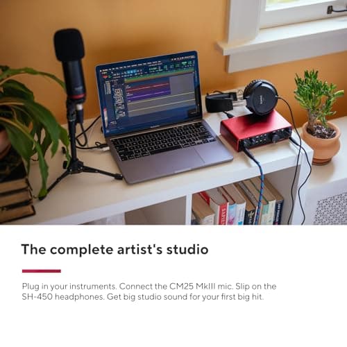 Focusrite Scarlett 2i2 Studio 4th Gen, bundle d'interface audio USB pour les auteurs-compositeurs, avec microphone à condensateur et casque : enregistrez, streamez et podcastez