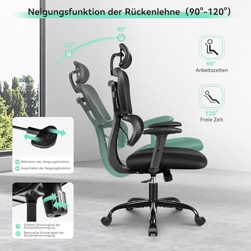 DoChair Chaise de bureau ergonomique multifonction en maille - 3D - Appuie-tête - Accoudoirs réglables en hauteur - Soutien dorsal dynamique - 150 kg - Noir