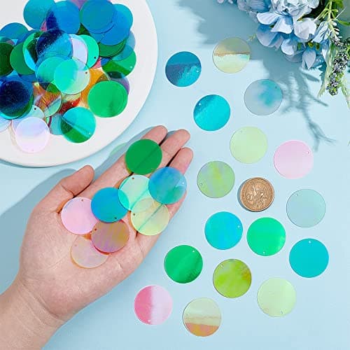 PH PandaHall 240g Grandes Paillettes pour L'artisanat, 8 Couleurs Paillettes Rondes Plates PVC Paillettes et Paillettes Lâches pour Broderie Applique Tricotage Artisanat et Embellissement