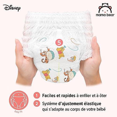 Marque Amazon - Mama Bear Disney Couches Culottes, Taille 5 (12-17 kg), Blanc, 140 Pièces (2 lot de 70) - PACK MENSUEL