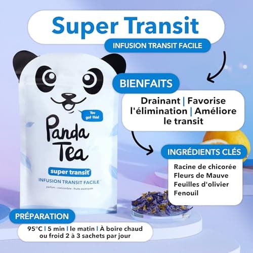 Panda Tea Super Transit | L'infusion qui facilite votre transit et favorise l'élimination pour retrouver votre confort intestinal | 28 Sachets