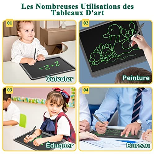 TUGAU Tablette D'écriture LCD Adulte 15 Pouces Doodle Dessin Pad Effaçables Tablette Dessin Enfant et Tablette Magique Manuscrite, pour Outils Bureau, Mémo et Peinture (Gray)