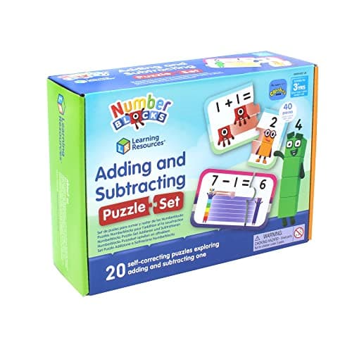 Learning Resources Kit de puzzles Numberblocks d’addition et de soustraction Learning Resources, puzzle Numberblocks, puzzle de maths, 20 puzzles éducatifs dans une boîte, puzzles de 2 pièces, 3+
