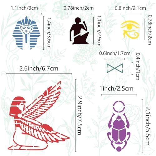 GORGECRAFT Pochoir en Métal Pyramide de 16x16cm Hiéroglyphes Égyptiens et Le Dieu Nekhbet Modèle en Métal en Acier Inoxydable Pochoirs pour Journal Planificateur Gravure sur Bois Sculpture