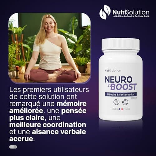 Neuro Boost par Nutrisolution - Boost Cognitif & Énergie, Vitamines B, Ginkgo Biloba, Bacopa, Acide Alpha Lipoïque, Végétalien, Fabriqué en France