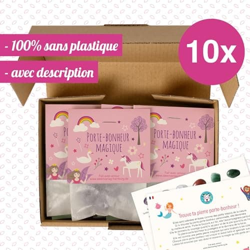 10x "Licornes / conte de fées" pierres porte-bonheur pour enfants "Porte-bonheur magique" - comme cadeau d'anniversaire licorne pour enfants Porte-bonheur pour enfants Cadeau d'anniversaire licorne