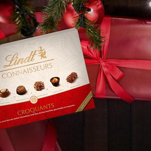 Lindt - Boîte CONNAISSEURS Croquants - Assortiment de Chocolats au Lait, Noirs et Blancs - Idéal pour Noël, 405g