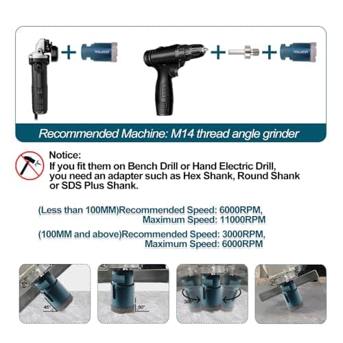 MINLAYCUT Foret Diamant Carrelage 6/6/8/20/35/50/68mm Trépans 10mm et 50mm Fingerfraise Diamantée et Adaptateur pour Carrelage Porcelaine Granit Marbre(10 Pièces/Boîte)