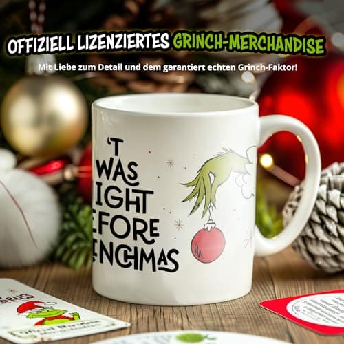 United Labels Grinch Tasse 320 ml, Tasse à café Twas the night before Grinchmas, Tasse à café en céramique, Tasse de Noël drôle