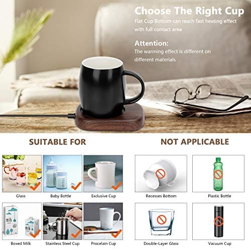OVERWIND Chauffe-Tasses à café, Chauffe Tasses Électrique avec 3 Réglages de Température (Jusqu'à 65 °C) et Arrêt Automatique, Chauffe-Boissons Électrique pour Le Cacao, Thé, Lait, Boissons, etc.