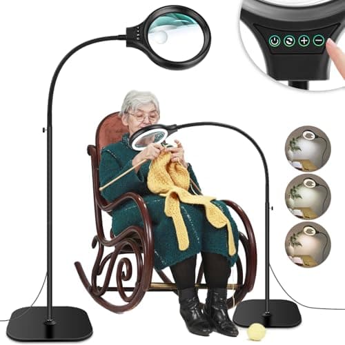 NZQXJXZ 30X 10X Lampe Loupe avec Lumière et Support, 2 en 1 Loupe de Sol Flexible à col de Cygne avec 36 LED, 3 Modes de Couleur, Loupe Grossissante pour Lecture, Couture, Artisanat, Loisirs