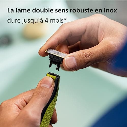 Philips OneBlade - Authentique tondeuse à barbe électrique, rasoir, 1 lame pour le visage, 1 sabot réglable 5 en 1, 1 lame de remplacement, 1 pochette souple (modèle QP2724/30)