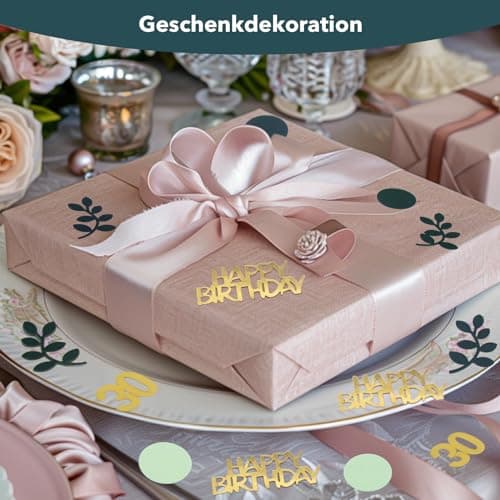 REJOECE 300 Pièces Confettis Anniversaire Verts et Dorés,Confetti de Table Happy Birthday,30 Ans Vert Confettis,Confettis Anniversaire 30 ans pour Anniversaires pour Fête D'Anniversaire, Homme,Femme
