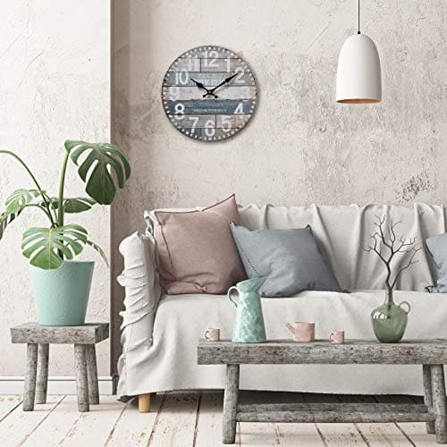 Rebecca Mobili Horloge Decorative, Horloge au Mur, Style Rustique, analogique, pour Salon Chambre – Dimensions: Ø 33,8 cm x L 4 cm - Art. RE6144