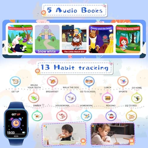 Montre Connectée Enfant 19 Jeux- Smartwatch Téléphone pour Fille Garçon avec Appel SOS, Jeux, Pédomètre, Appareil Photo, Musique, Lampe Poche, Montre Intelligente pour Enfants de 3-12 Ans (Bleu)