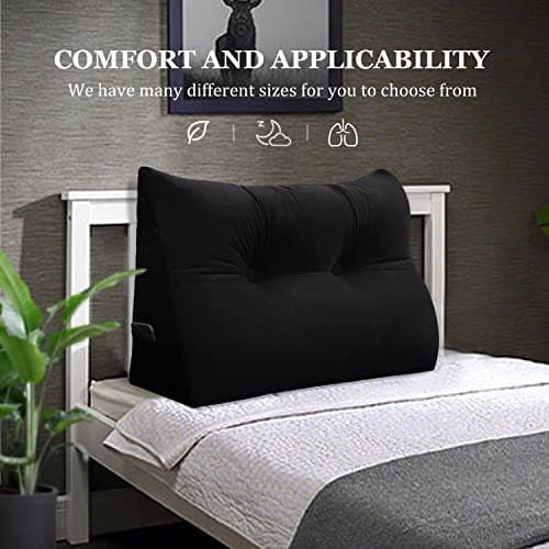 Rucener Coussin CompenséTriangulaires Coussin Dossier Canapé Oreiller de Lecture Gros Coussin de Canapé Coussin Tete de Lit A Une Variété D'utilisations Le Noir 60CM