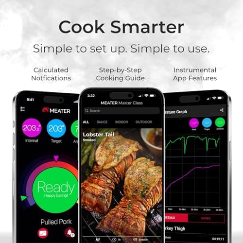 MEATER Plus | Jusqu'à 50m Longue Portée Thermomètre à Viande Intelligent Sans Fil Pour Gril, Four, Cuisine, Barbecue, Rôtissoire avec Connectivité Bluetooth et WiFi