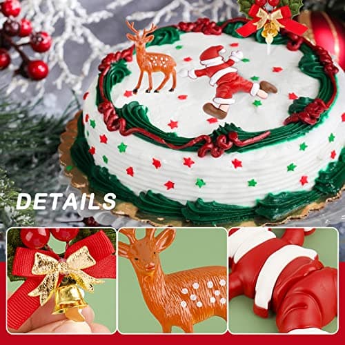 8Pièces Décoration Gâteau Cake Toppers Garniture Figurines Merry Christmas Père Noël Arbres Renne Cupcake Décor pour Fête Joyeux Noël
