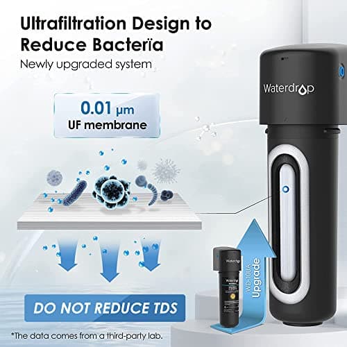 Waterdrop Filtre à eau 10UA-UF 0,01 μm ultra filtration sous évier, réduit le plomb, le chlore, le mauvais goût et les odeurs, 30000 Liters, connexion directe au robinet de cuisine