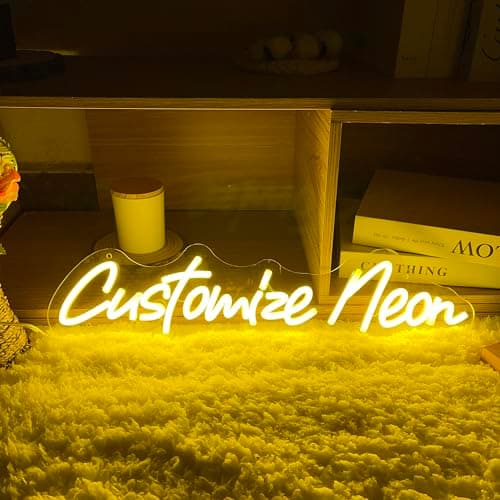 YGEQWK Enseigne Lumineuse Neon Personnalisable,Professionnel Personnalisé LED Prenom Neon Sign Pour Décoration Murale Chambre Club Bar Fête d'anniversaire(1-3 Line)