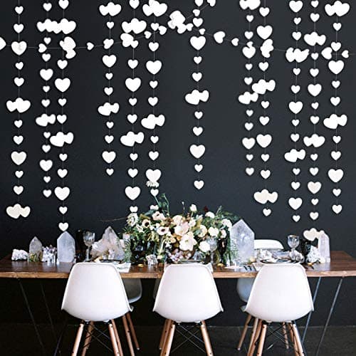 Lot de 4 décorations de fête en Papier Double Face à Suspendre en Forme de cœur Blanc pour Anniversaire, Mariage, fiançailles, Enterrement de Vie de Jeune Fille, vitrine, Maison, Jardin, fête de Rome